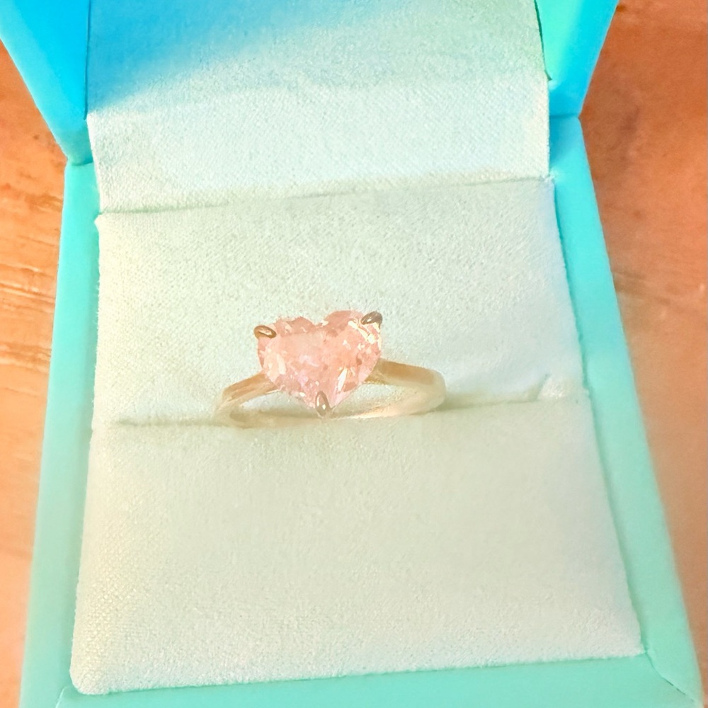 Heart-Shaped Pink Gemstone Ring - Women Jewelry